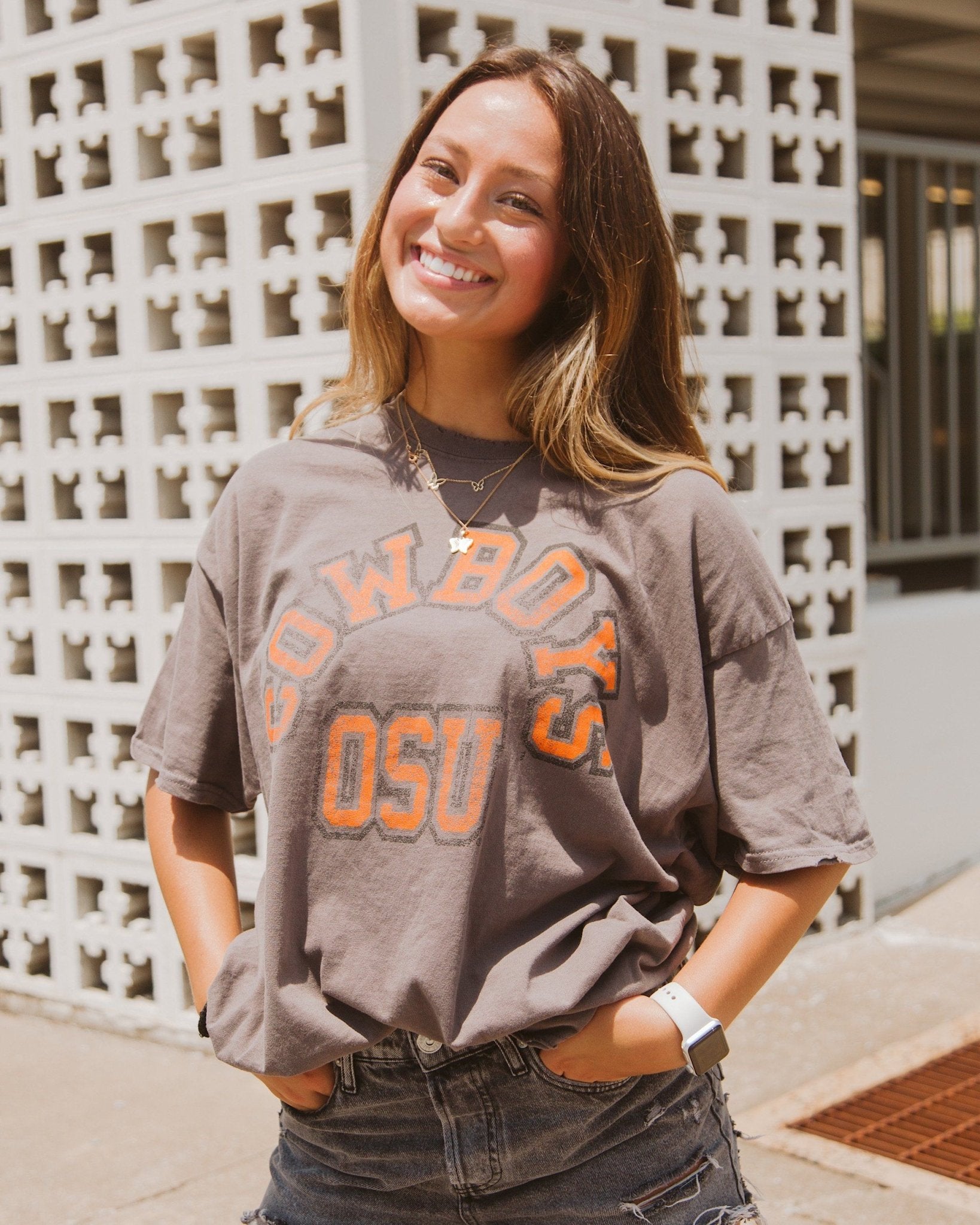 Cowboys Mega Arch Charcoal Thrifted Tee - shoplivylu
