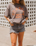 Cowboys Mega Arch Charcoal Thrifted Tee - shoplivylu