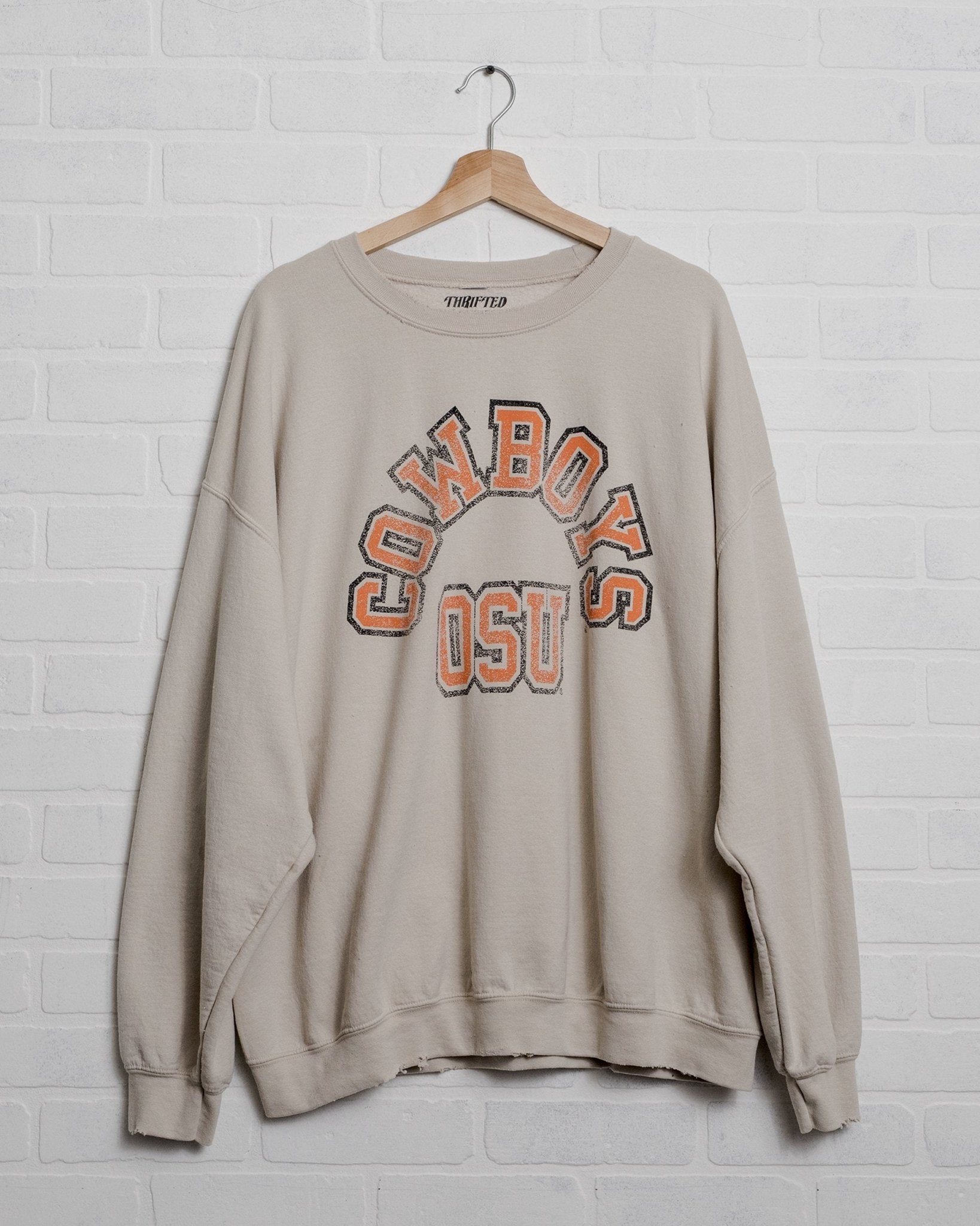 Cowboys Mega Arch Sand Thrifted Sweatshirt - shoplivylu
