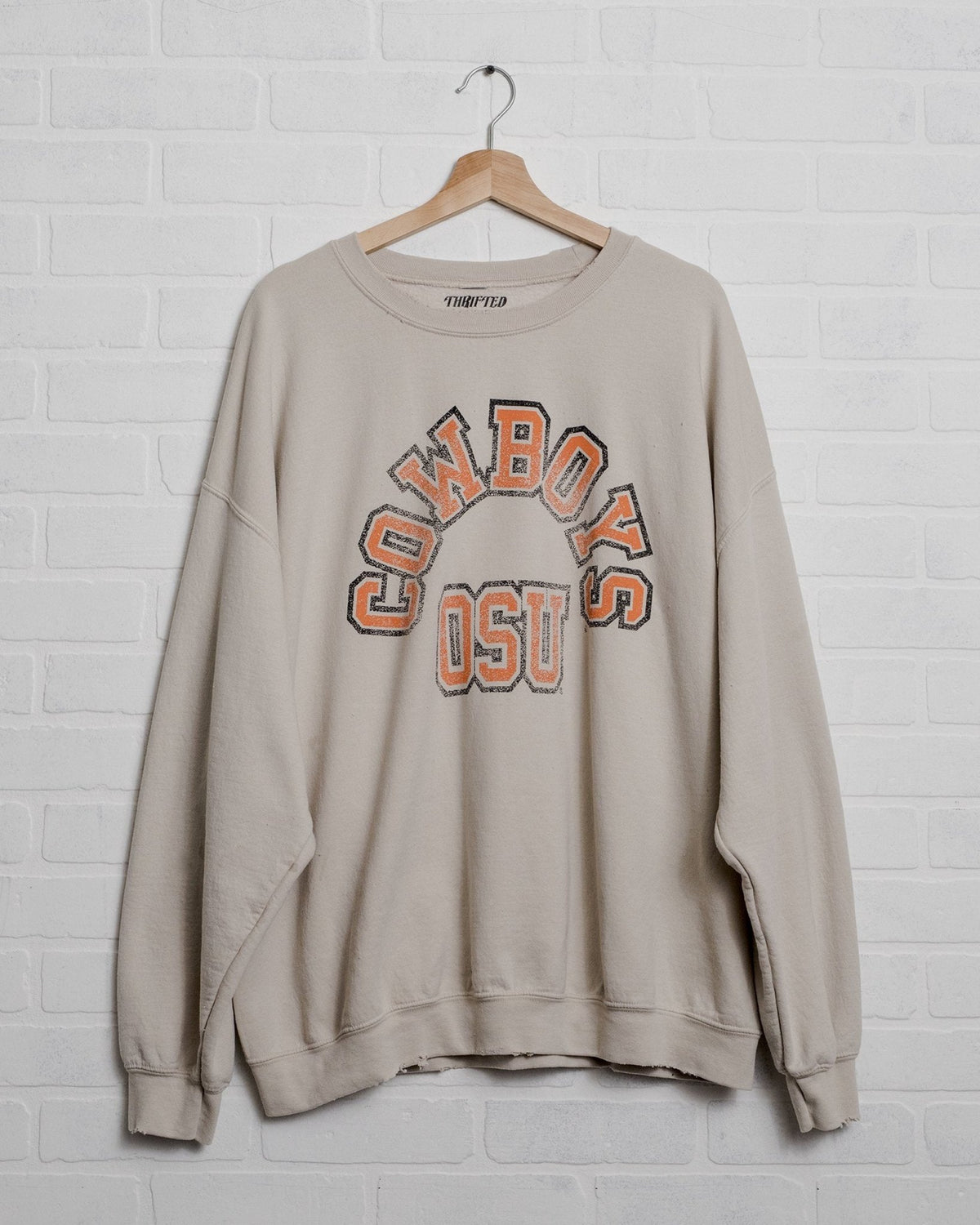 Cowboys Mega Arch Sand Thrifted Sweatshirt - shoplivylu