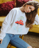 Don't Trip White Thrifted Sweatshirt - shoplivylu