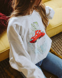 Don't Trip White Thrifted Sweatshirt - shoplivylu