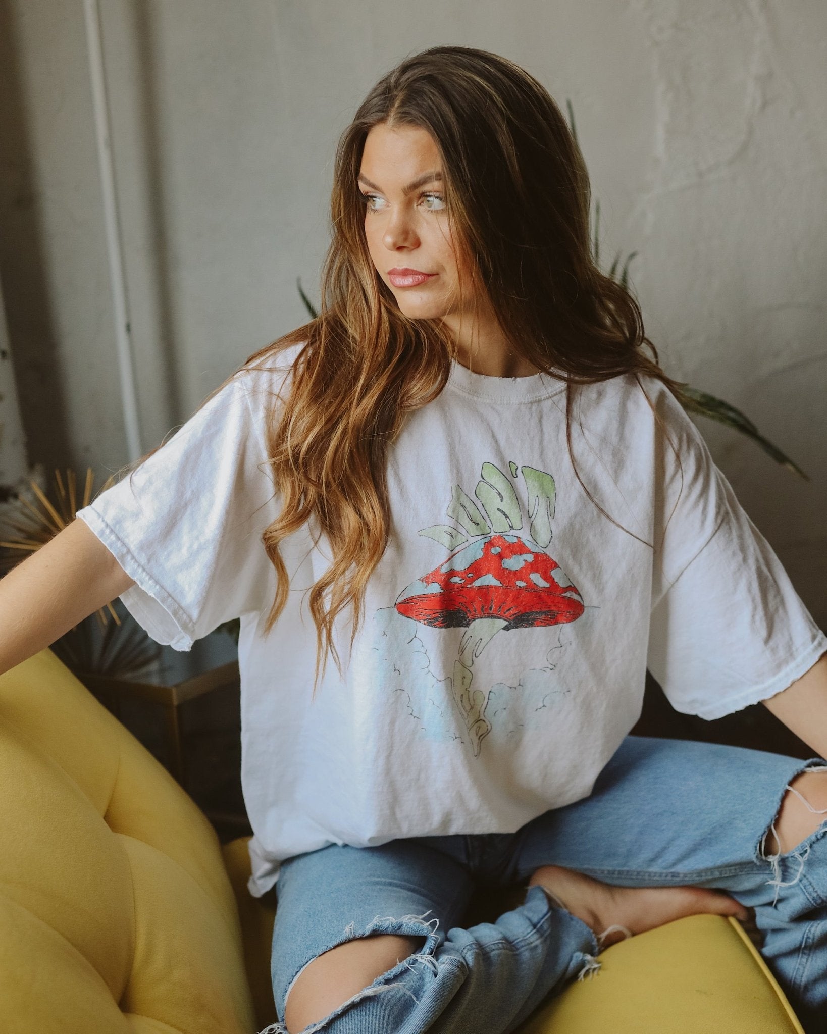 Don't Trip White Thrifted Tee - shoplivylu