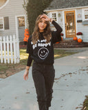 Don't Worry Be Happy Puff Ink Black Thrifted Tee - shoplivylu