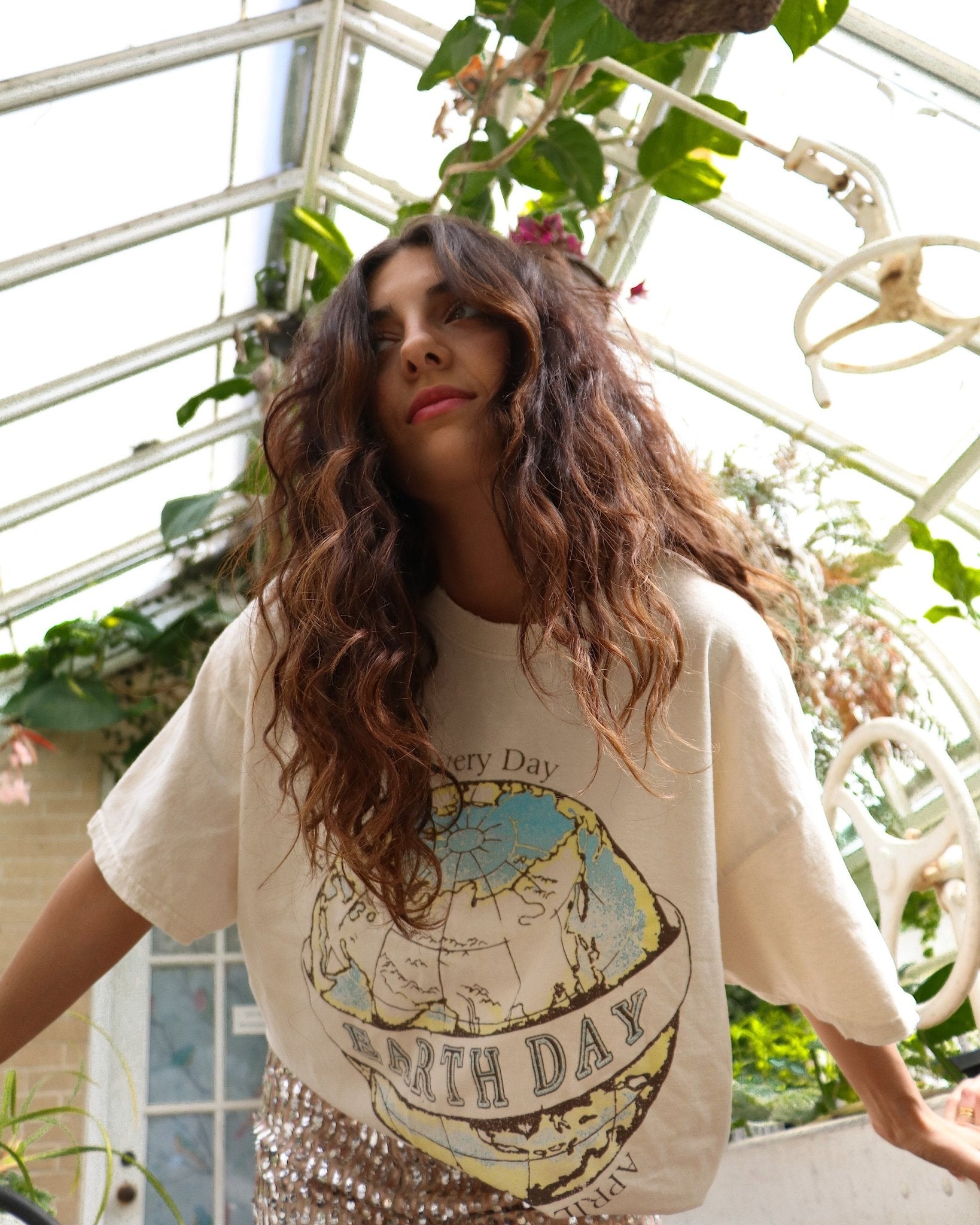 Earth Day Off White Thrifted Tee - shoplivylu
