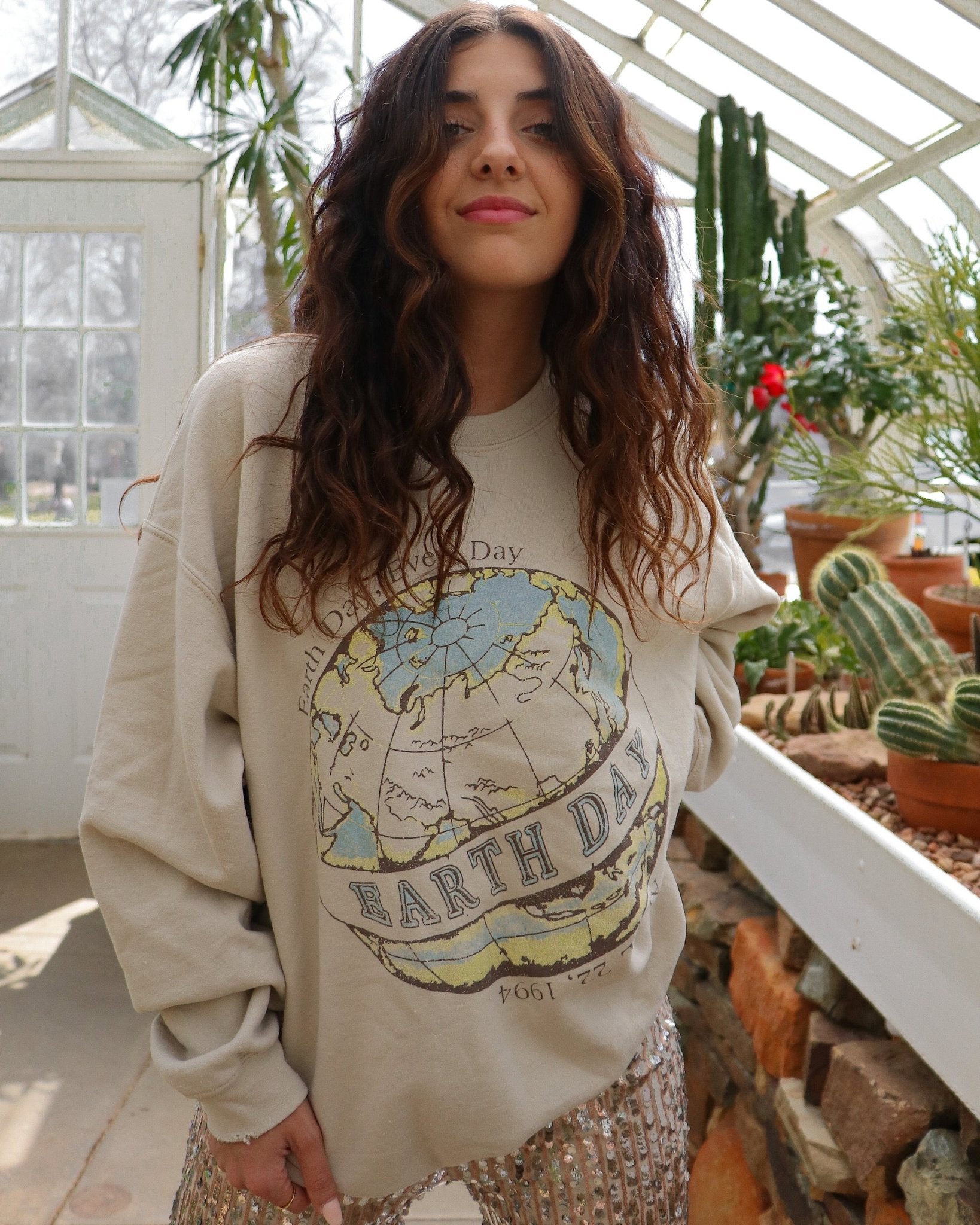 Earth Day Sand Thrifted Sweatshirt - shoplivylu
