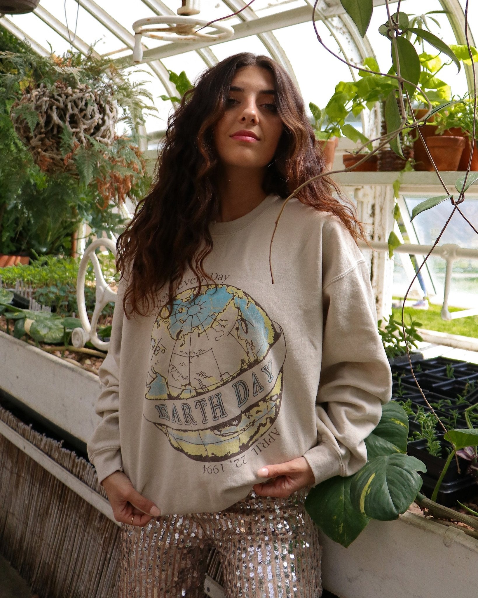 Earth Day Sand Thrifted Sweatshirt - shoplivylu