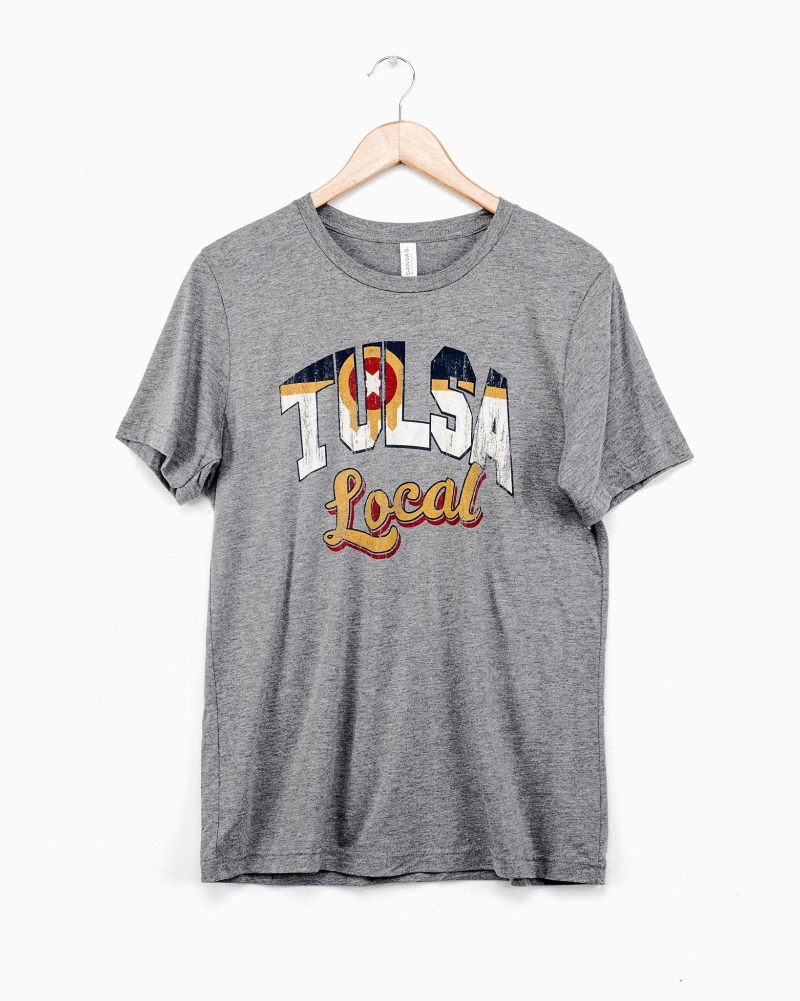 Gray Tulsa Local Flag Triblend Tee (765591683175)