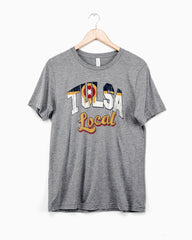 Gray Tulsa Local Flag Triblend Tee (765591683175)