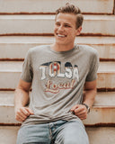 Gray Tulsa Local Flag Triblend Tee - shoplivylu