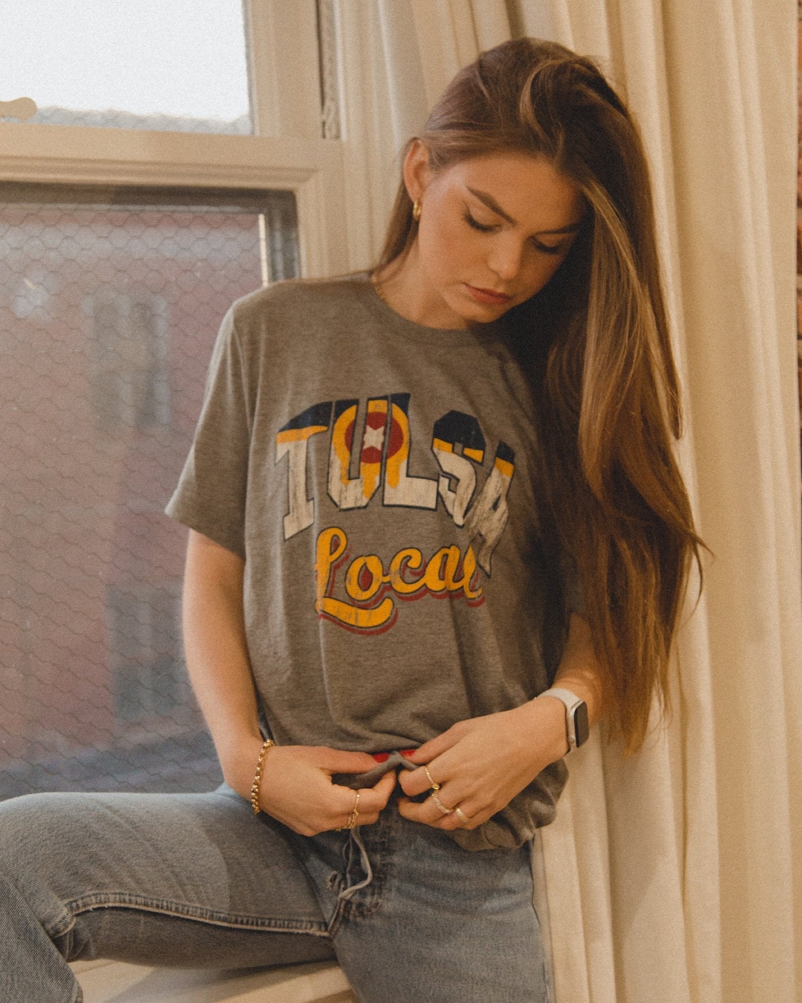 Gray Tulsa Local Flag Triblend Tee - shoplivylu
