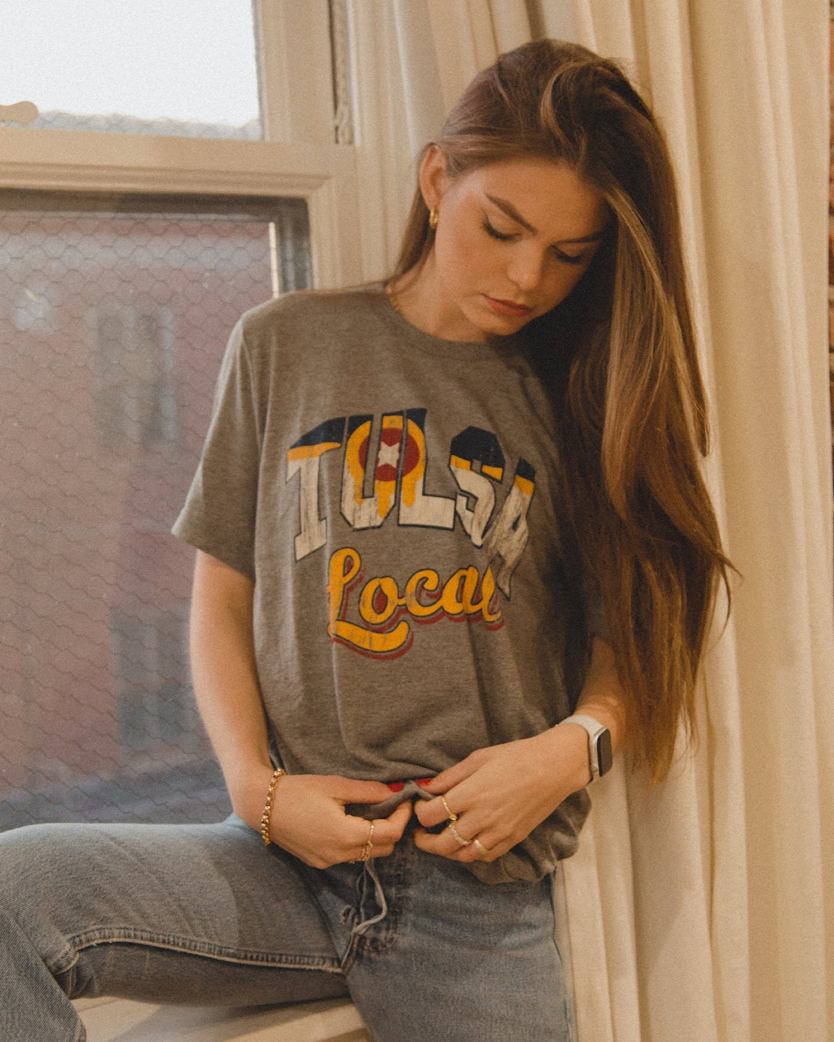 Gray Tulsa Local Flag Triblend Tee - shoplivylu