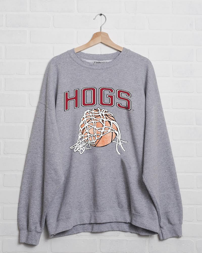 Hogs Basketball Fling Puff Ink Gray Thrifted Sweatshirt - shoplivylu