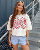 Hogs Twisted Check White Cropped Tee - shoplivylu