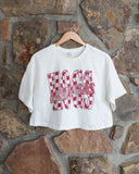 Hogs Twisted Check White Cropped Tee - shoplivylu