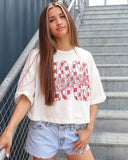 Hogs Twisted Check White Cropped Tee - shoplivylu