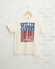 Willie Nelson Stars Off White Thrifted Tee - shoplivylu