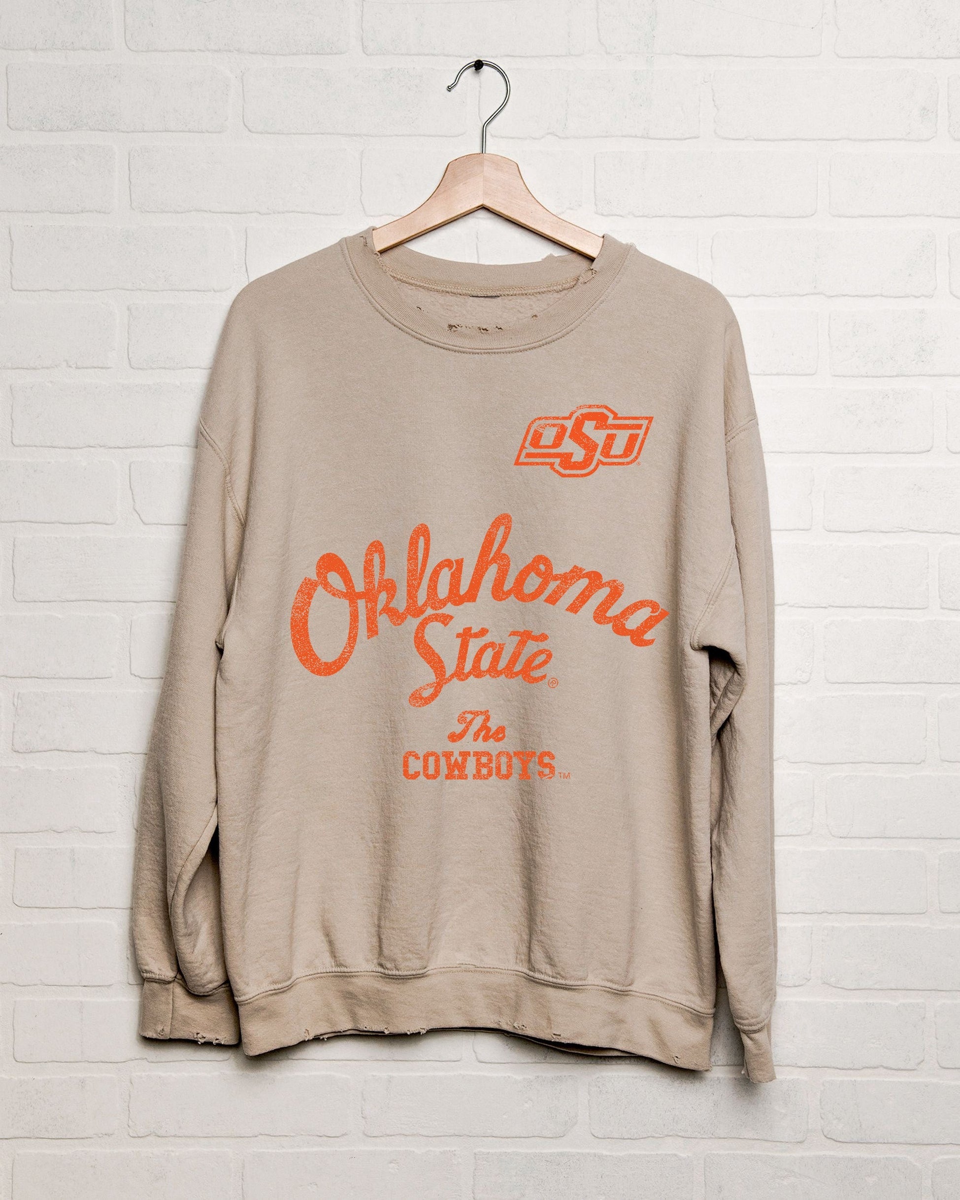 OSU Cowboys Quality Sand Thrifted Sweatshirt - shoplivylu