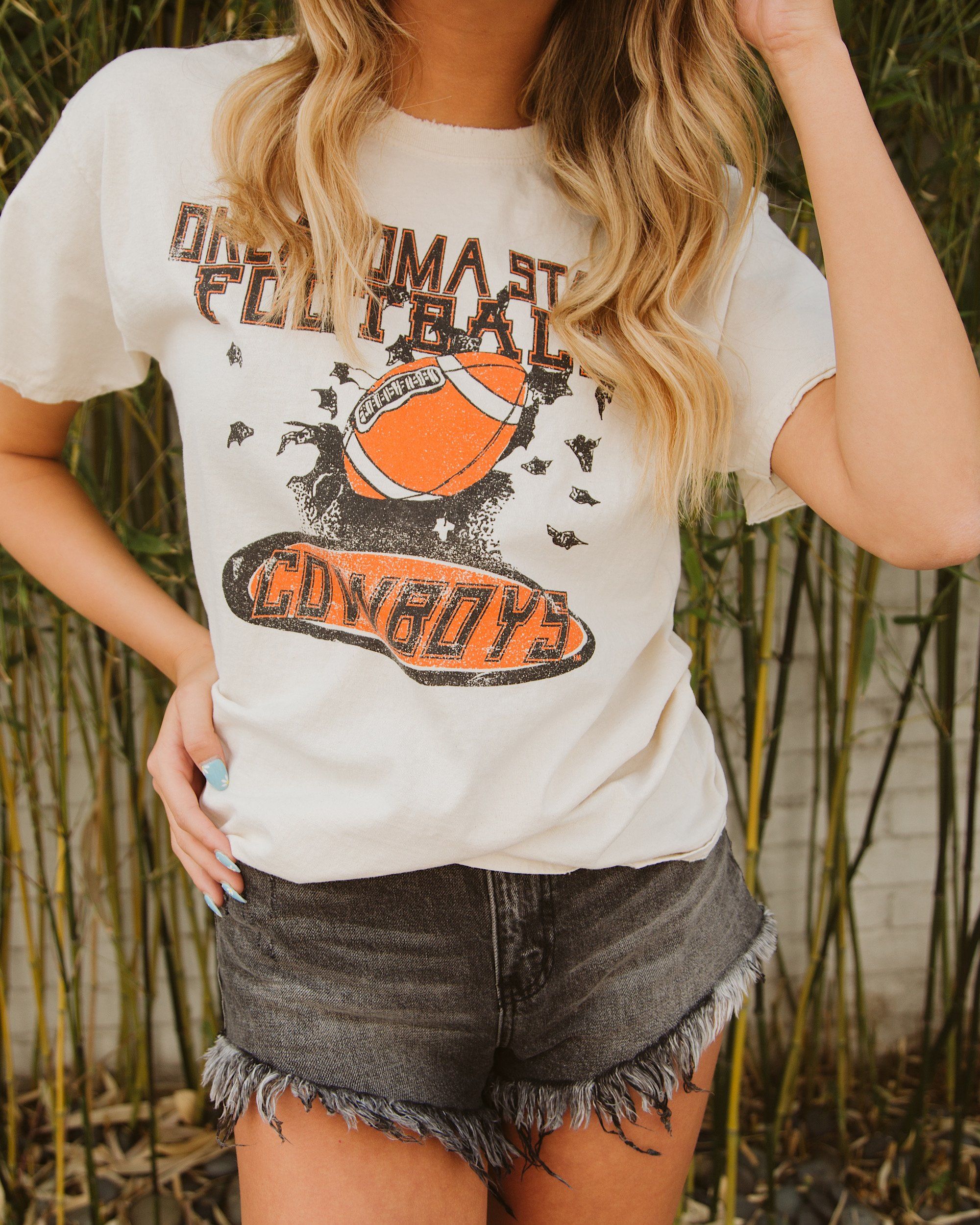 OSU Football Party Off White Thrifted Tee – shoplivylu