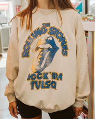 Rolling Stones Rock 'Em Tulsa Sand Thrifted Sweatshirt - shoplivylu