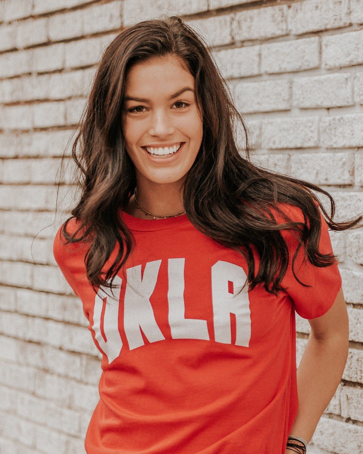 OKLA Red Tri-Blend Tee with White Letters - shoplivylu