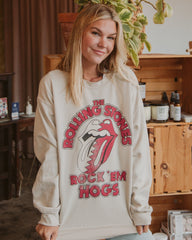 Rolling Stones Rock 'Em Hogs Sand Thrifted Sweatshirt - shoplivylu