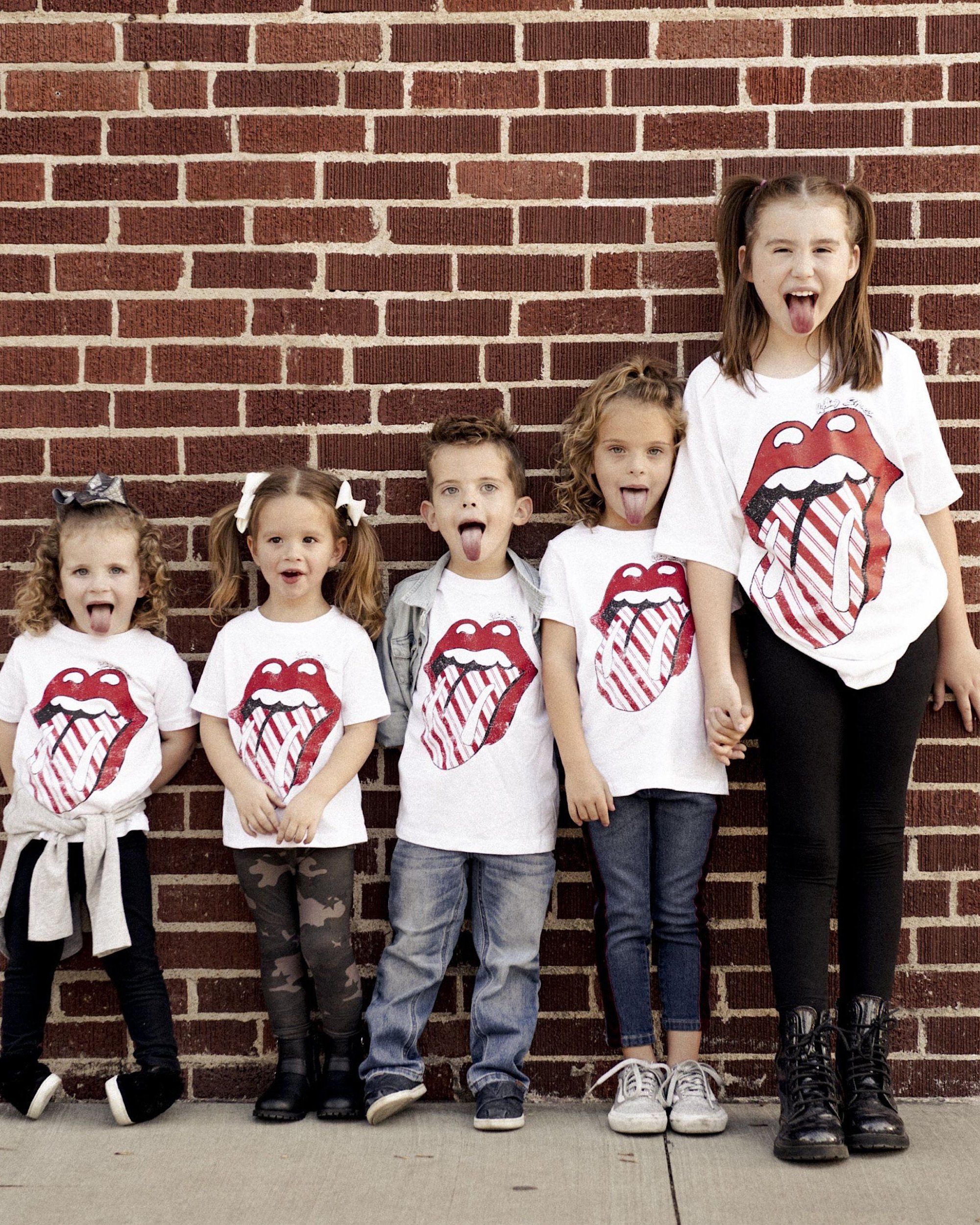 Children's Rolling Stones Candy Cane Lick White Tee - shoplivylu