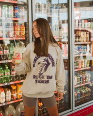 Rolling Stones Rock 'Em LSU Tigers Sand Thrifted Sweatshirt - shoplivylu