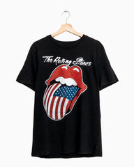 Rolling Stones USA Flag Lick Black Tee (4512407257191)