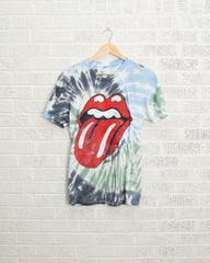 Rolling Stones Lick Blue/Green Swirl Tie Dye Tee (FINAL SALE) - shoplivylu