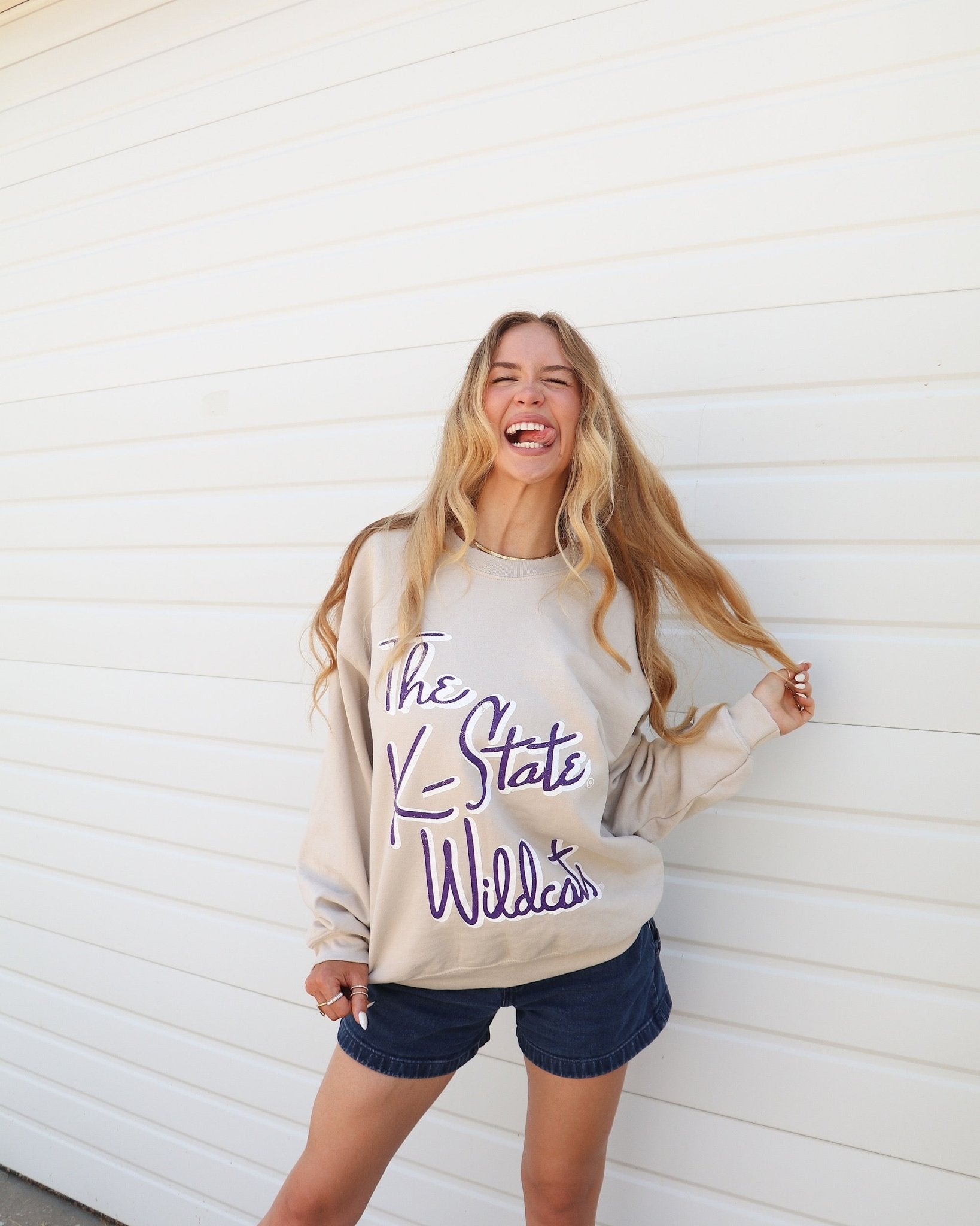Kansas State Wildcats Beverly Sand Thrifted Sweatshirt - shoplivylu