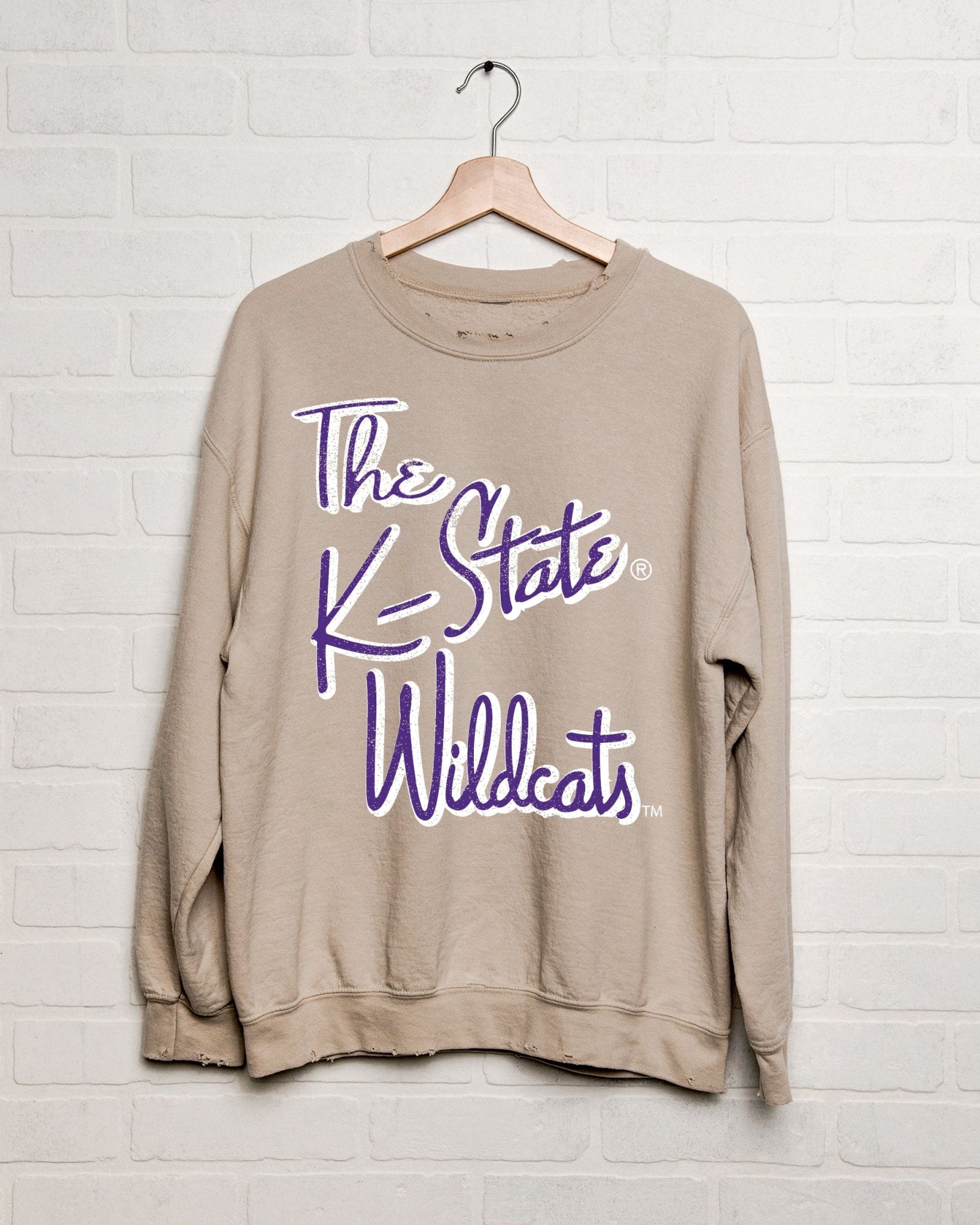 Kansas State Wildcats Beverly Sand Thrifted Sweatshirt - shoplivylu