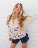 Kansas State Wildcats Beverly Sand Thrifted Sweatshirt - shoplivylu