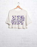 KSU Wildcats Twisted Check White Cropped Tee - shoplivylu