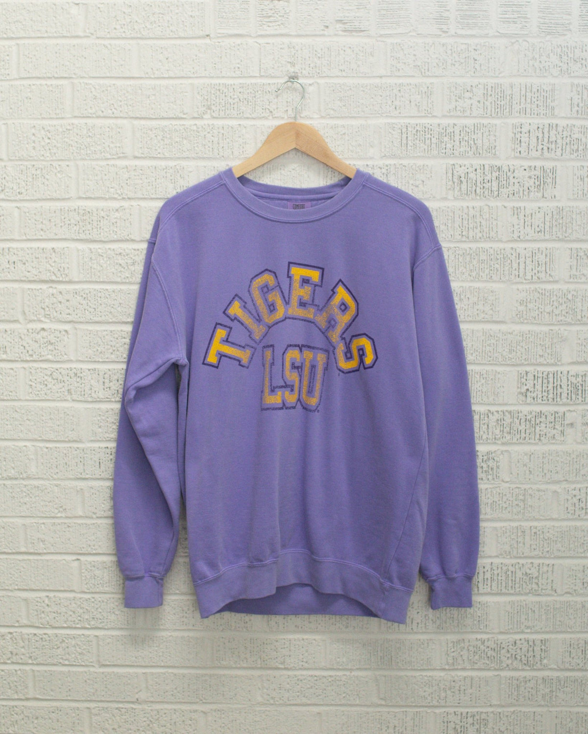 LSU Mega Arch Orchid Sweatshirt - shoplivylu