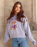 LSU Tigers Bear Gray Oversized Crew Sweatshirt - shoplivylu