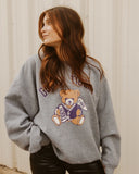 LSU Tigers Bear Gray Thrifted Sweatshirt - shoplivylu