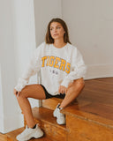 LSU Tigers Filled Gault Ivory Corded Crew Sweatshirt - shoplivylu
