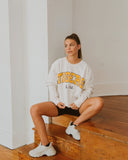 LSU Tigers Filled Gault Ivory Corded Crew Sweatshirt - shoplivylu