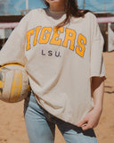 LSU Tigers Filled Gault Off White Thrifted Tee - shoplivylu