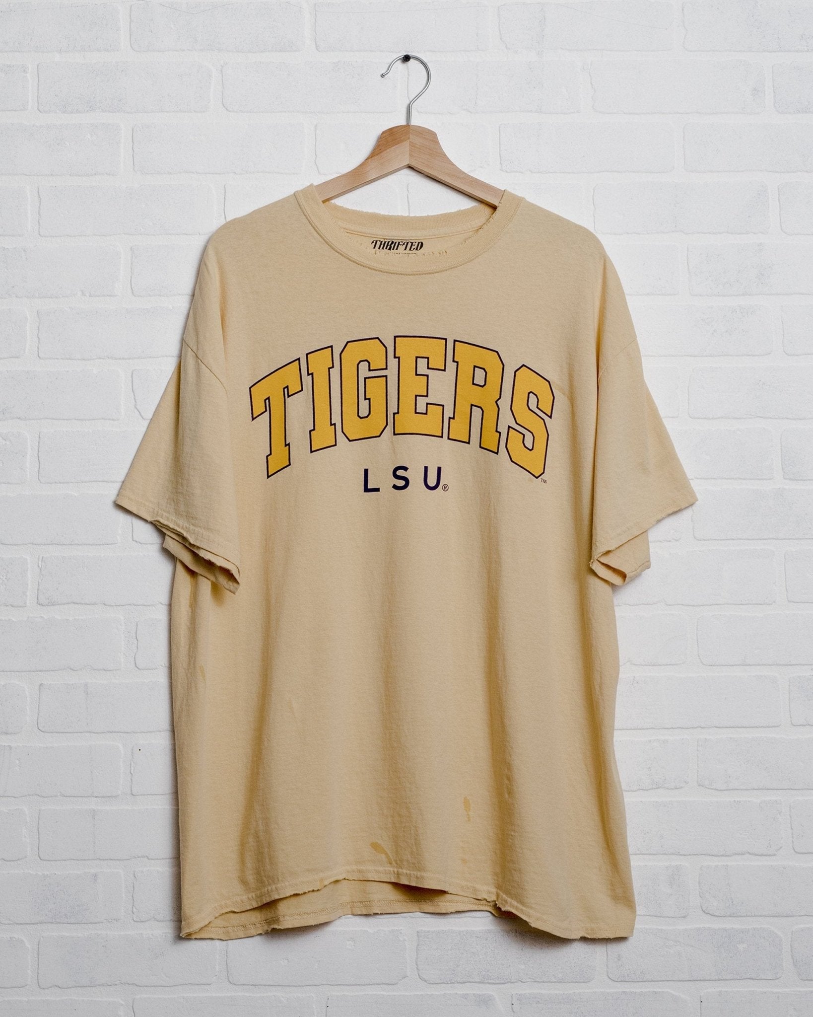 LSU Tigers Filled Gault Yellow Thrifted Tee - shoplivylu