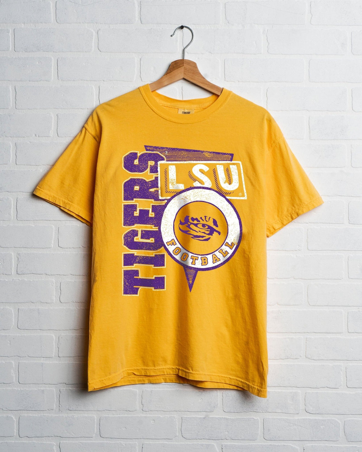 LSU Tigers Football Spree Yellow Thrifted Tee