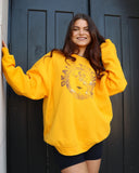 LSU Tigers Helmet Circle Gold Thrifted Sweatshirt - shoplivylu