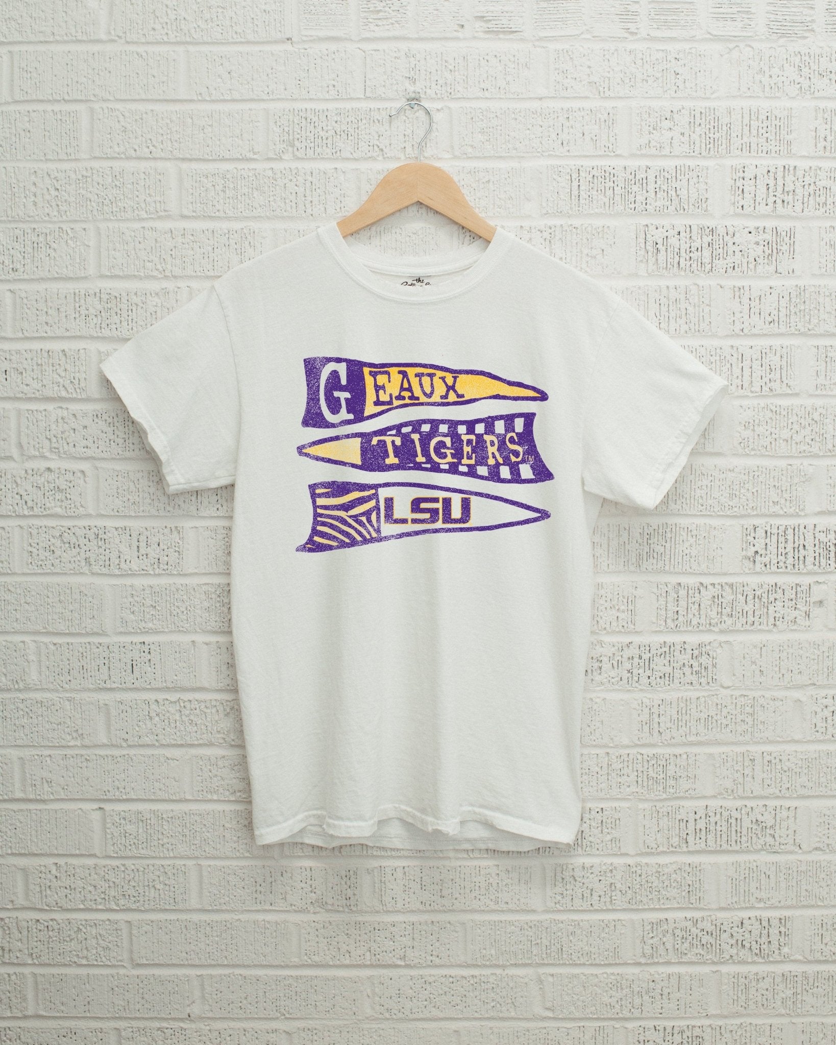 LSU Tigers Pennant White Tee - shoplivylu