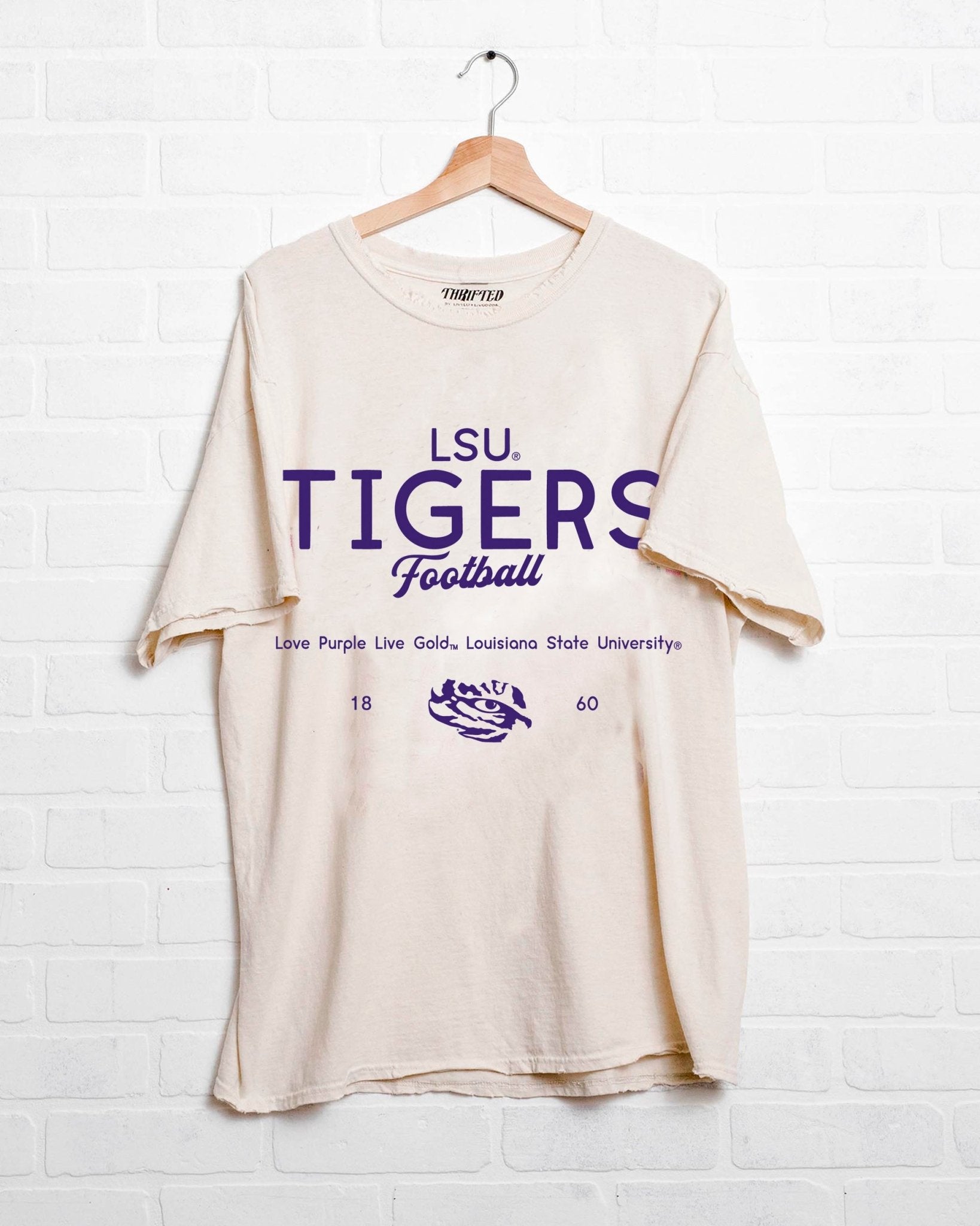 LSU Tigers Shot Off Off White Thrifted Tee - shoplivylu