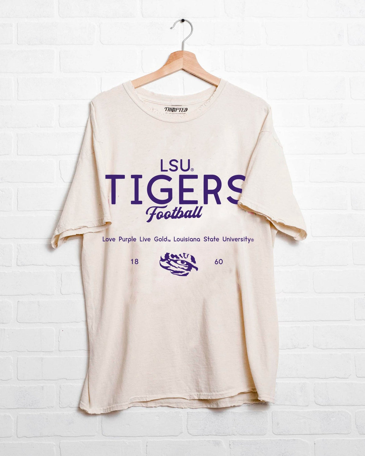 LSU Tigers Shot Off Off White Thrifted Tee - shoplivylu