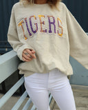 LSU Tigers Tartan Sand Thrifted Sweatshirt - shoplivylu