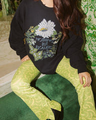 Nothing But Flowers Black Thrifted Sweatshirt - shoplivylu