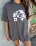 Oklahoma Bison Charcoal Thrifted Tee - shoplivylu