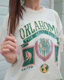 Oklahoma Patch Off White Thrifted Tee - shoplivylu